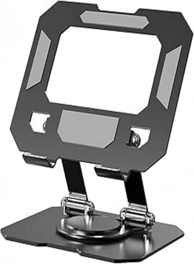 Tablet Stand Holder - Adjustable iPad Stand with Aluminum 360° Rotating Base, Compatible with 4.7-12.9inch Device Such as iPad Pro 12.9, iPad Pro 11/10.9/10.2, iPad Air/Mini, Black